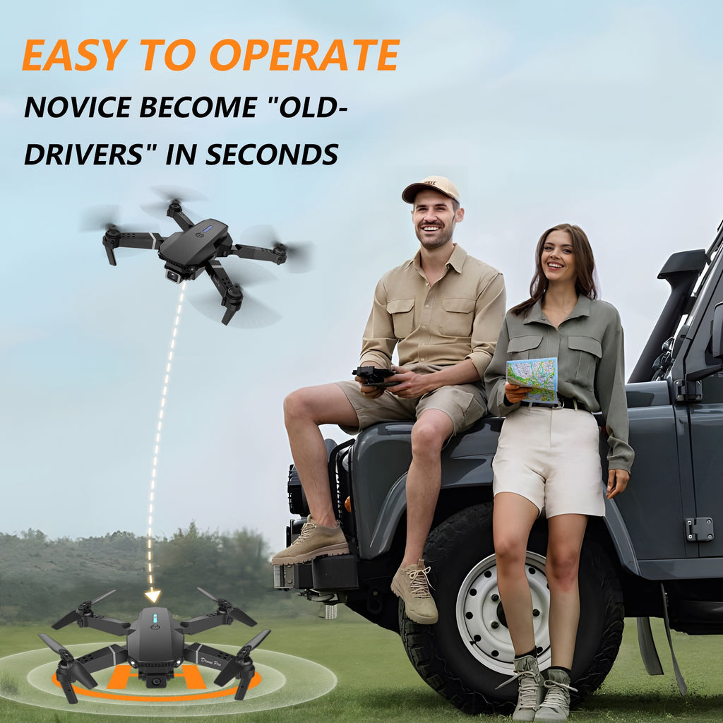 E88 Pro Dual Camera Foldable Drone - Easy One-Key Takeoff & Landing, USB Rechargeable Quadcopter for Beginners & Hobbyists, Perfect Gift for Halloween, Christmas & New Year