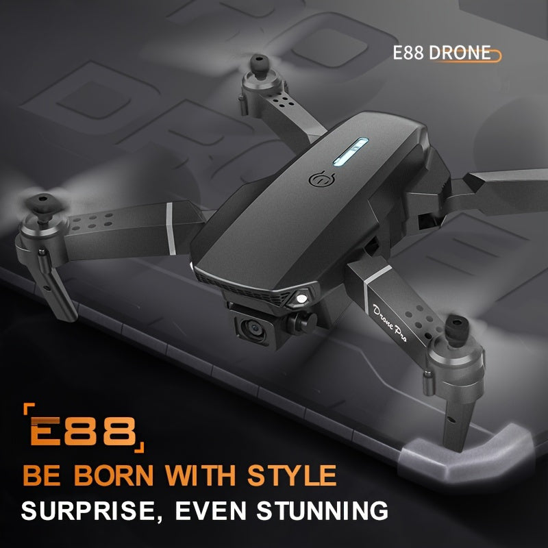 E88 Pro Dual Camera Foldable Drone - Easy One-Key Takeoff & Landing, USB Rechargeable Quadcopter for Beginners & Hobbyists, Perfect Gift for Halloween, Christmas & New Year