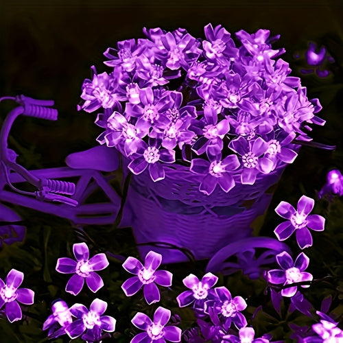 1 Pack, Solar Sakura String Lights Purple, 20LEDs Garden Solar Flower Lights, Garden Decorations For Outdoor, Home, Lawn, Patio, Wedding, Party, Holiday, Christmas, Halloween