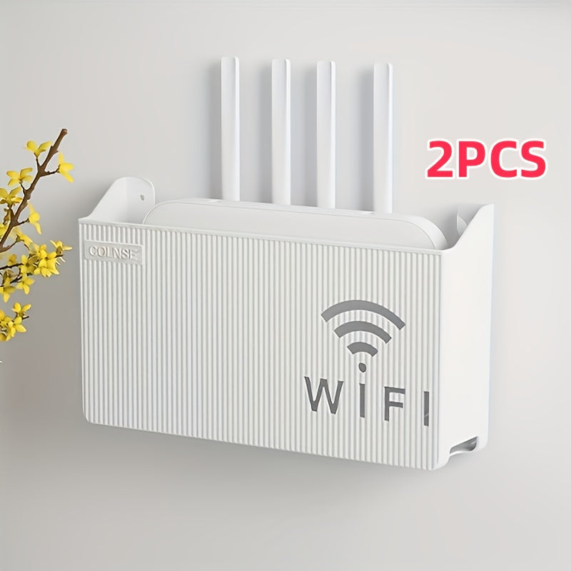 A Wireless Router Storage Rack, Shelving Unit, Easy to Install, Wall-Mountable Plastic Storage Box, Suitable for Home Decor, Rooms, Or Offices, Multifunctional Organizer, Practical Wifi Router Shelf, Tool Rack, Utility Racks