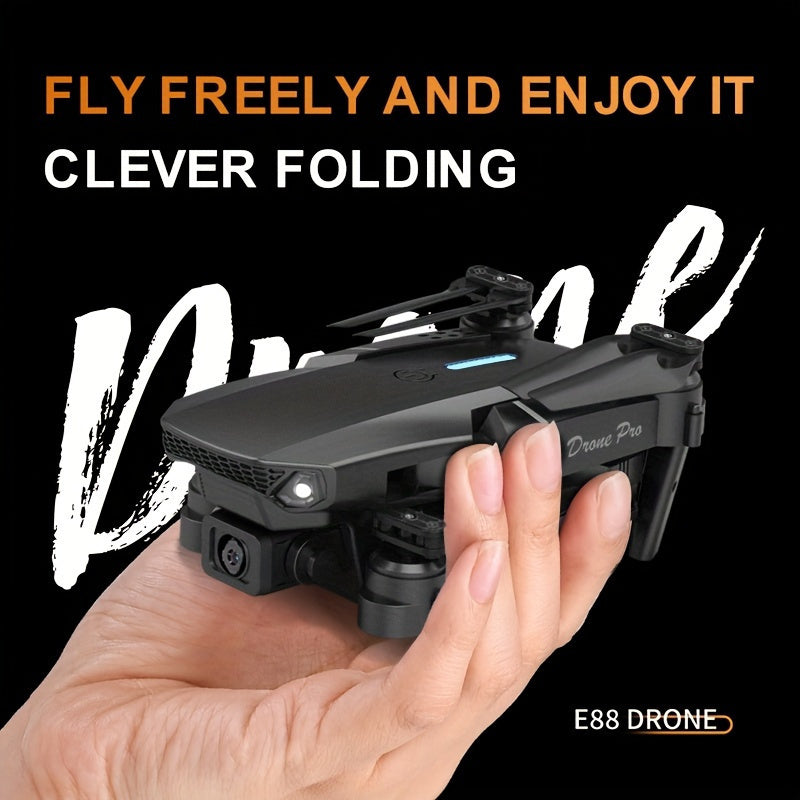 E88 Pro Dual Camera Foldable Drone - Easy One-Key Takeoff & Landing, USB Rechargeable Quadcopter for Beginners & Hobbyists, Perfect Gift for Halloween, Christmas & New Year