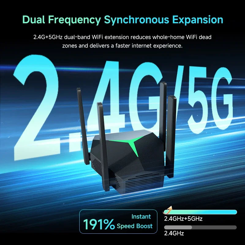 5G AC1200 Dual-Band WiFi Repeater 1200M Wireless Signal Extender 2.4G/5Ghz Router/Repeater/AP WiFi Amplifier Router For Home