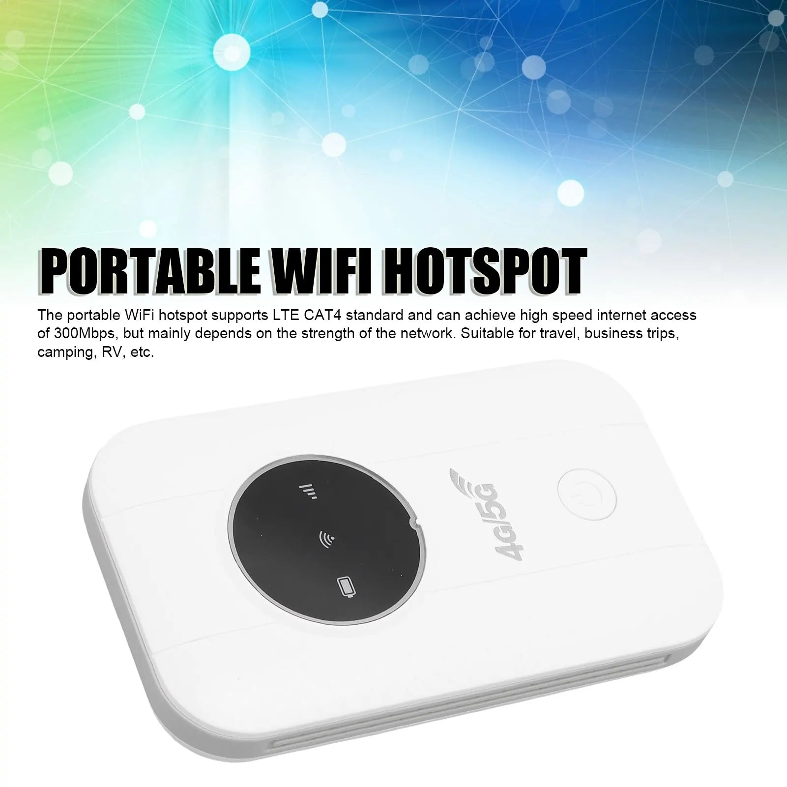 Portable Router Plug and Play 300Mbps WiFi Mobile Hotspot Supports 10 Connected Devices High Speed with SIM Card Slot for RV