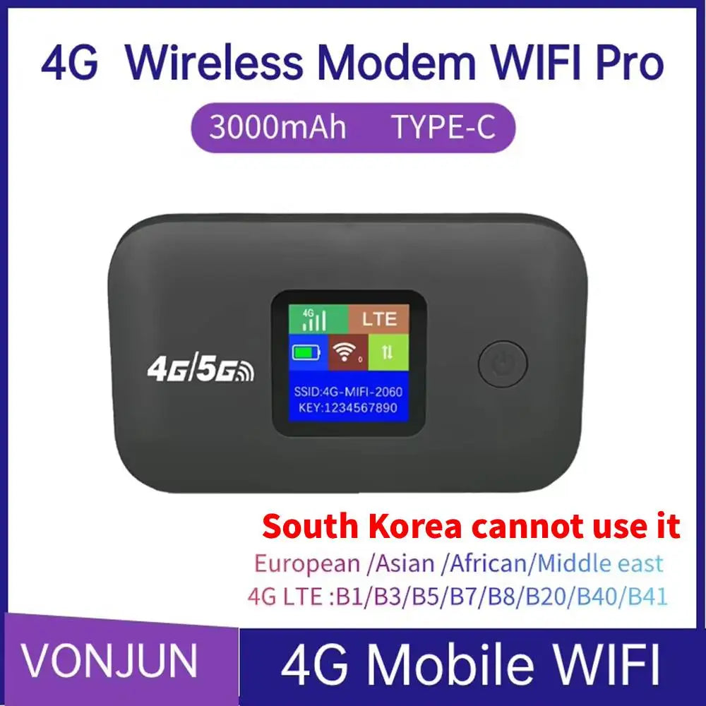 4G Mobile WIFI Router 150Mbps 4G LTE Wireless Router Portable Pocket MiFi Modem Mobile Wifi Hotspot with Sim Card Slot for Home