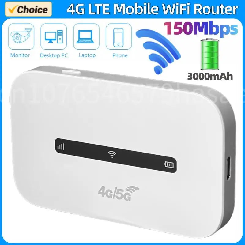 4G LTE Router Wireless WiFi 3000mAh Mobile Hotspot with SIM Card Slot Wireless Internet Router 150mbps For Home Office Travel
