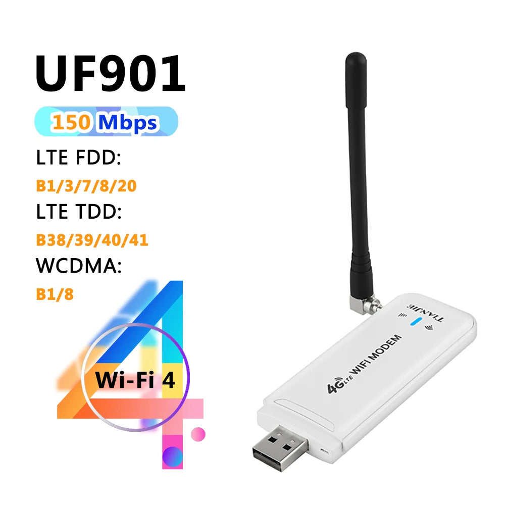 TIANJIE 4G LTE Wifi Router USB Portable Modem With Hotspot 100&300Mbps Hight Speed Network Wi-Fi 6&4 Wireless Dongle