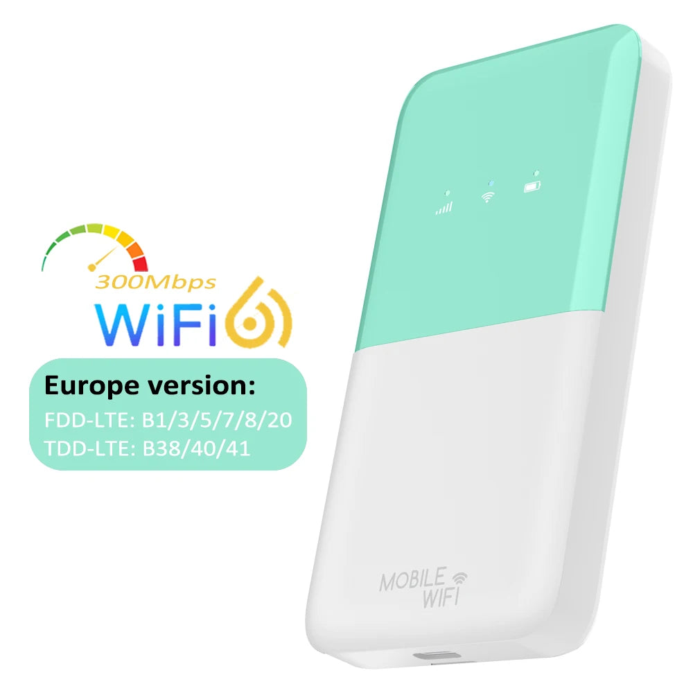 TIANJIE MF910 Wifi 6 Router Pocket Wireless Travel Router 4G LTE Portable WiFi Mobile Hotspot Covers 170 Countries 10 Users
