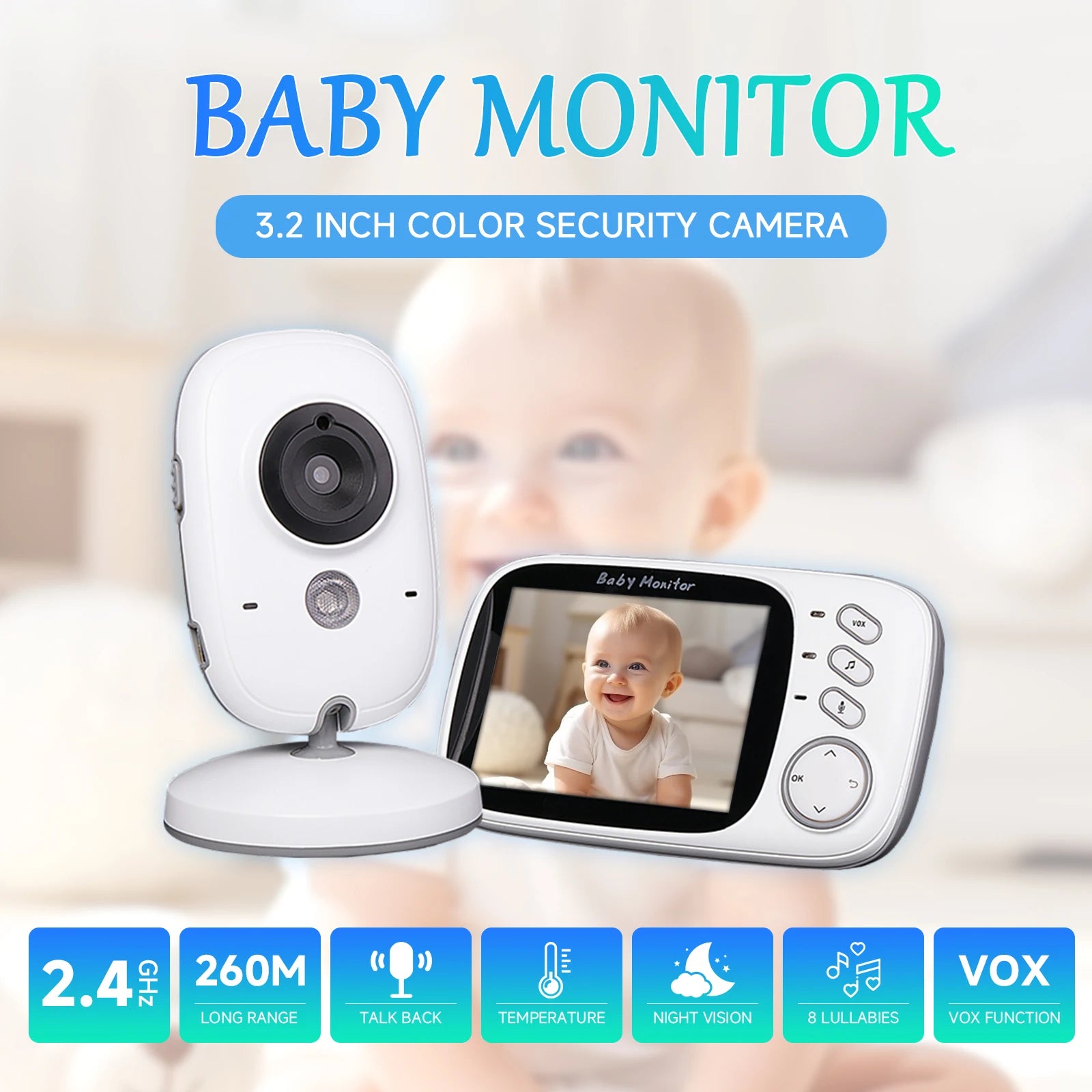 Baby Monitor New VB603 Wifi Surveillance Camera 3.2" LCD Display Video Intercom Digital Cameras Security-Protection For Newborm