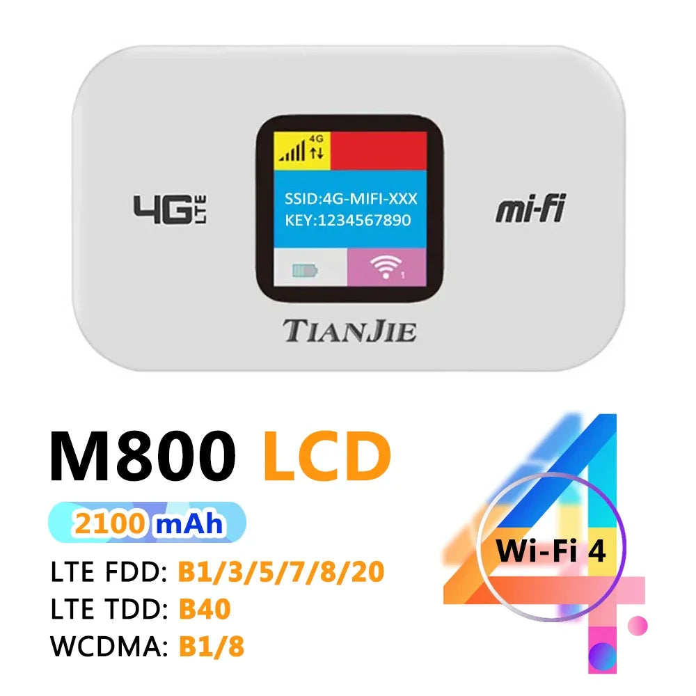 TIANJIE 4G LTE Wifi Router USB Portable Modem With Hotspot 100&300Mbps Hight Speed Network Wi-Fi 6&4 Wireless Dongle