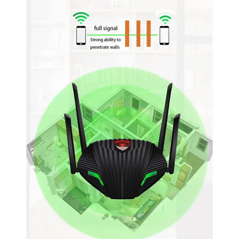 WiFi Router Dual Band 2.4&5GHz 1200M External Antenna Wireless Router Network Card Gigabit Port Wireless Signal Repeater Home