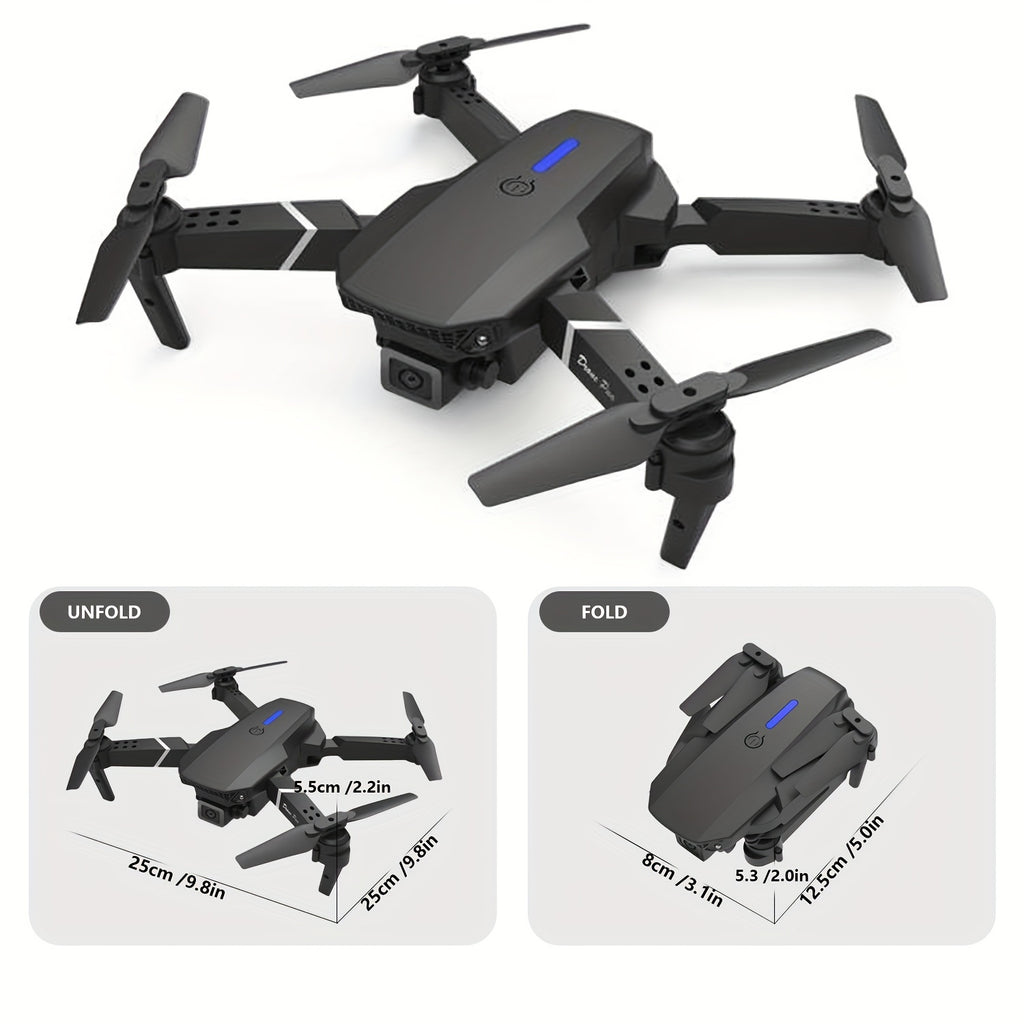 E88 Pro Dual Camera Foldable Drone - Easy One-Key Takeoff & Landing, USB Rechargeable Quadcopter for Beginners & Hobbyists, Perfect Gift for Halloween, Christmas & New Year