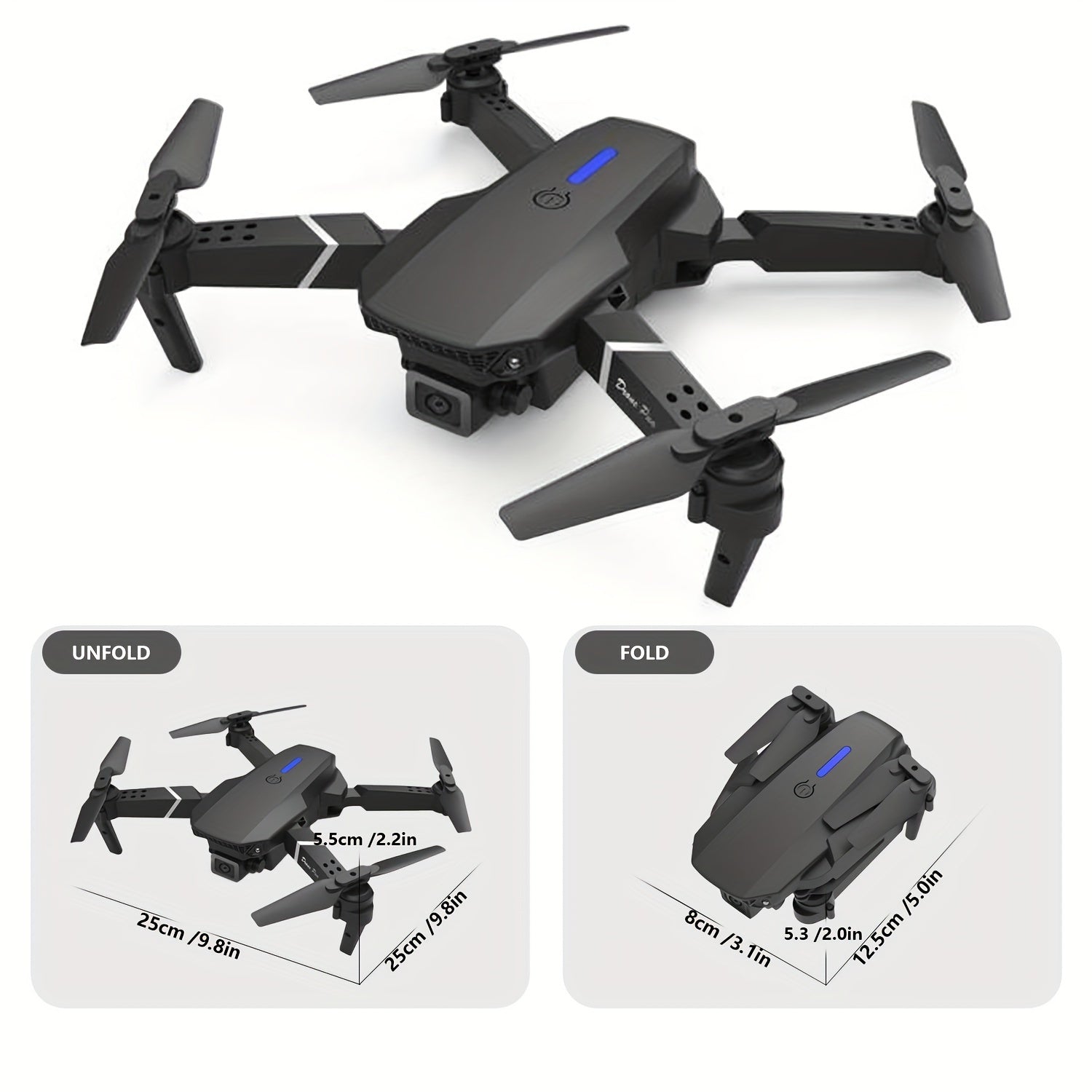 E88 Pro Dual Camera Foldable Drone - Easy One-Key Takeoff & Landing, USB Rechargeable Quadcopter for Beginners & Hobbyists, Perfect Gift for Halloween, Christmas & New Year