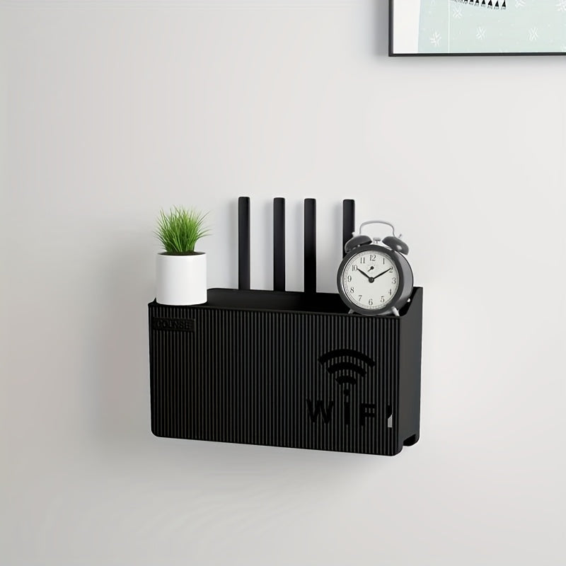 A Wireless Router Storage Rack, Shelving Unit, Easy to Install, Wall-Mountable Plastic Storage Box, Suitable for Home Decor, Rooms, Or Offices, Multifunctional Organizer, Practical Wifi Router Shelf, Tool Rack, Utility Racks