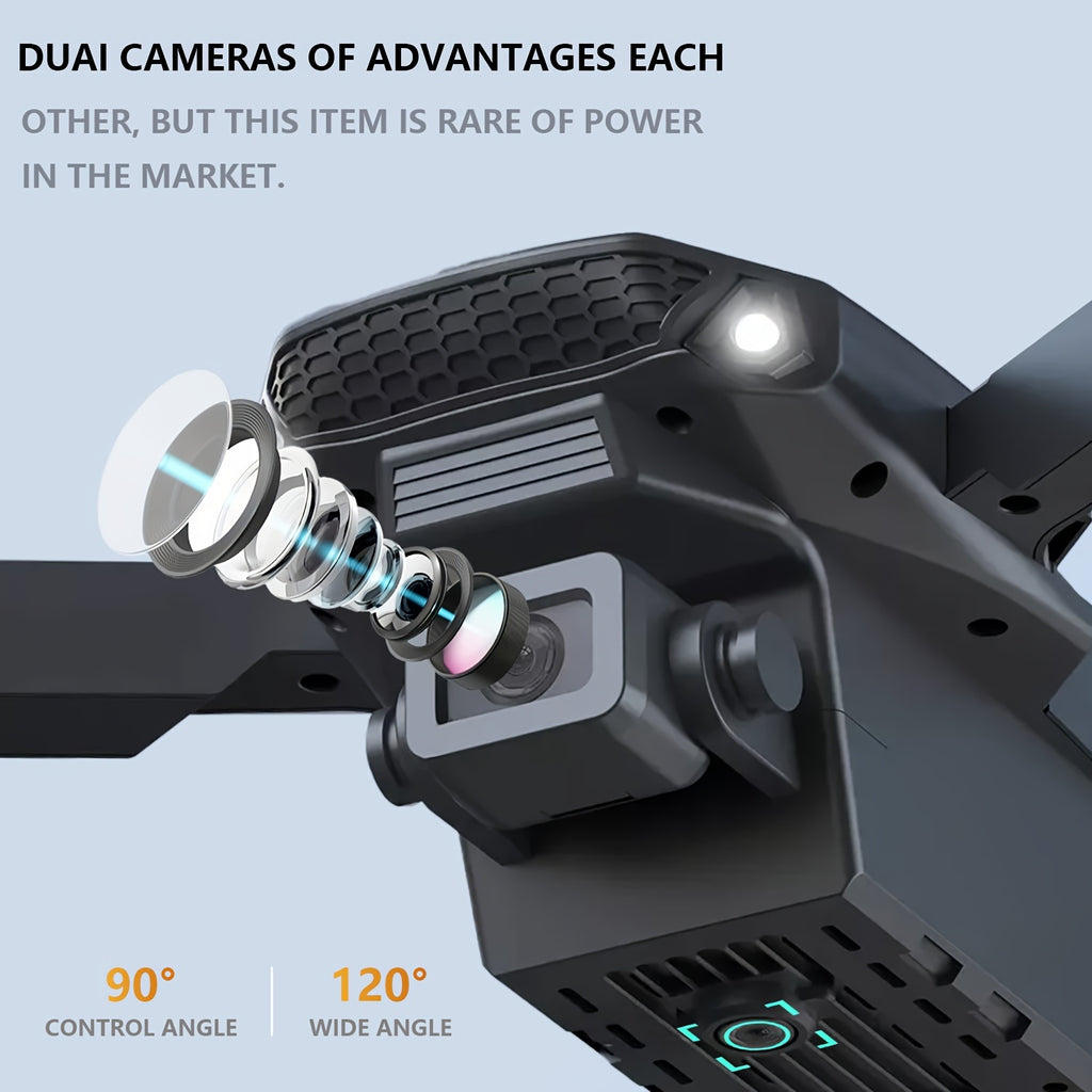 E88 Pro Dual Camera Foldable Drone - Easy One-Key Takeoff & Landing, USB Rechargeable Quadcopter for Beginners & Hobbyists, Perfect Gift for Halloween, Christmas & New Year