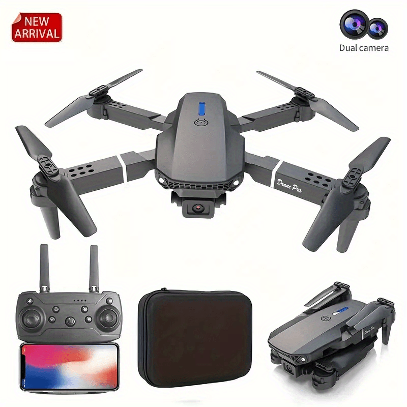 E88 Pro Dual Camera Foldable Drone - Easy One-Key Takeoff & Landing, USB Rechargeable Quadcopter for Beginners & Hobbyists, Perfect Gift for Halloween, Christmas & New Year