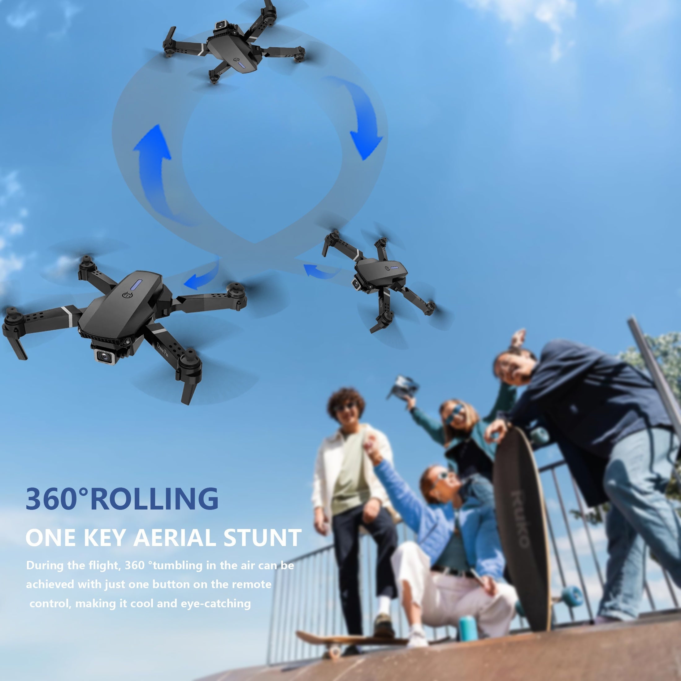 E88 Pro Dual Camera Foldable Drone - Easy One-Key Takeoff & Landing, USB Rechargeable Quadcopter for Beginners & Hobbyists, Perfect Gift for Halloween, Christmas & New Year